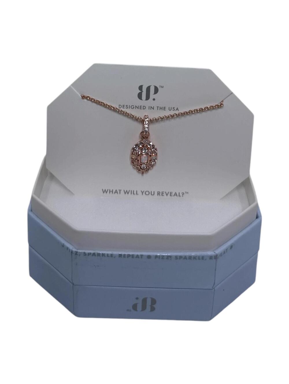 Bomb Party Rose Gold Plated Necklace with Lab-Grown Milky White Opal Pendant